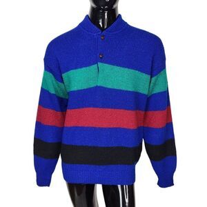 Vintage 90s LOBO Pendleton Wool Color Block Striped Knit Pullover Sweater Large